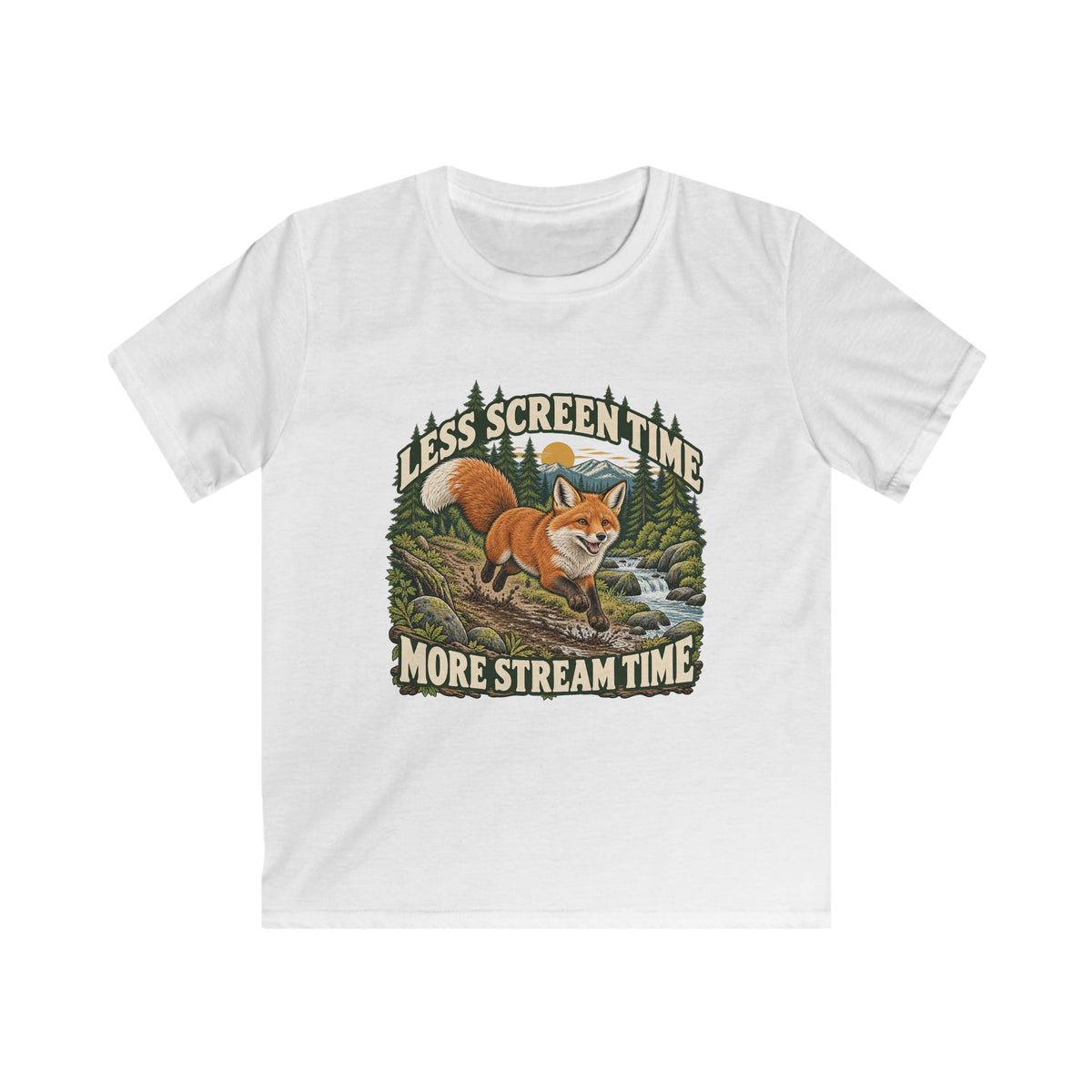 Kids Less Screen Time More Stream Time Fox T-shirt