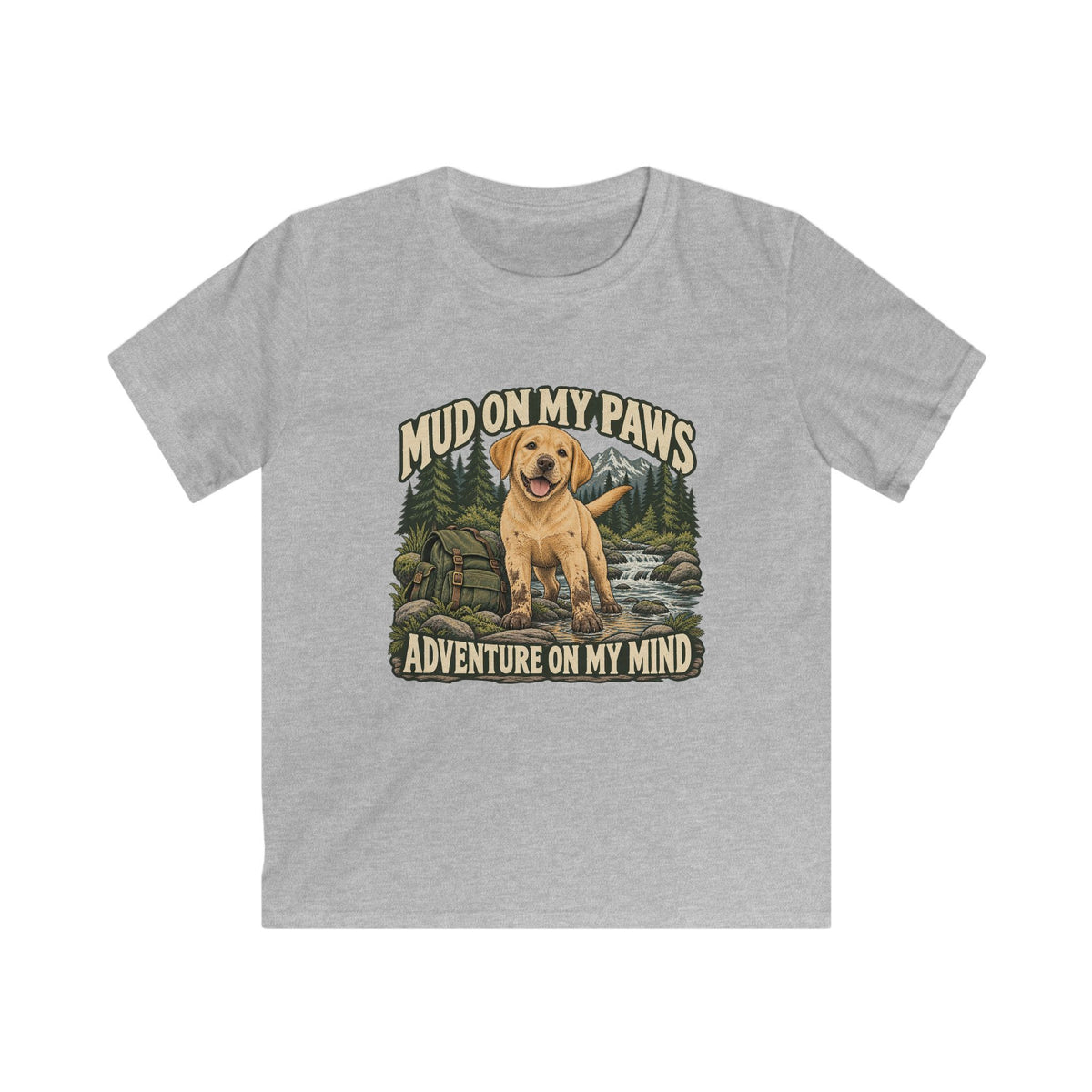 Kids Mud On My Paws Adventure On My Mind Yellow Lab T-shirt