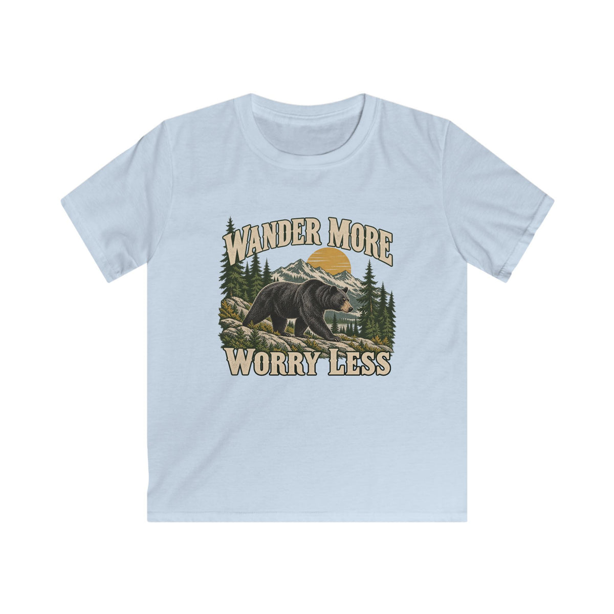 Kids Wander More Worry Less Bear T-shirt