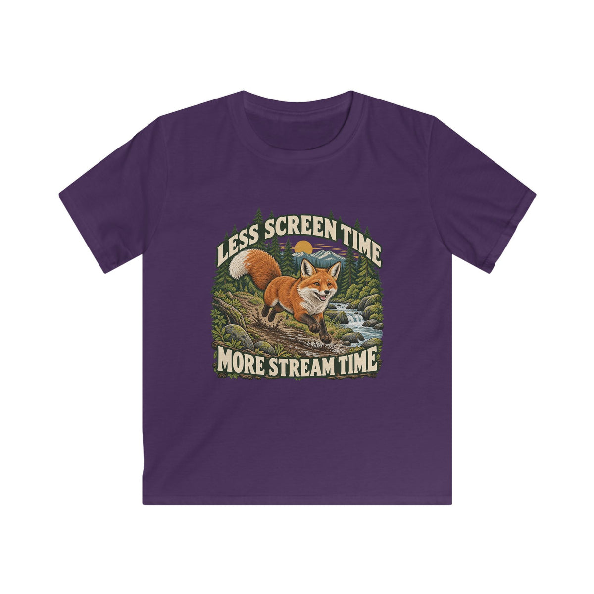 Kids Less Screen Time More Stream Time Fox T-shirt