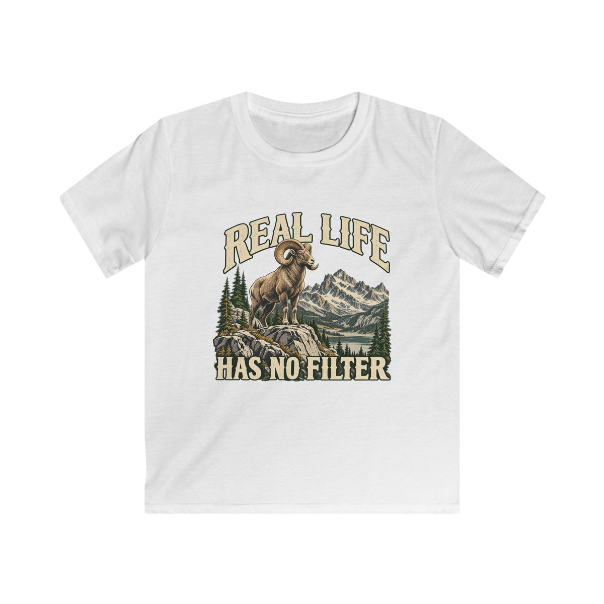 Kids Real Life Has No Filter Big Horn Sheep T-shirt