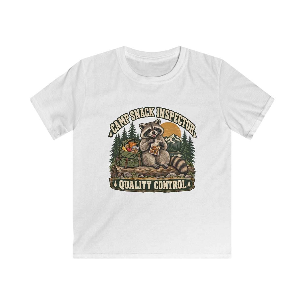 Kids Camp Snack Inspector Raccoon T-shirt