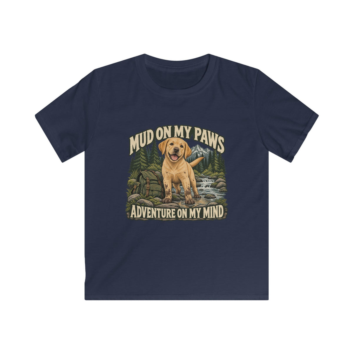 Kids Mud On My Paws Adventure On My Mind Yellow Lab T-shirt