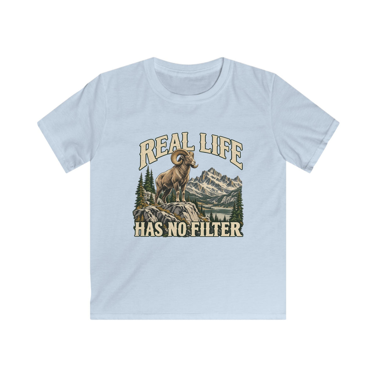Kids Real Life Has No Filter Big Horn Sheep T-shirt