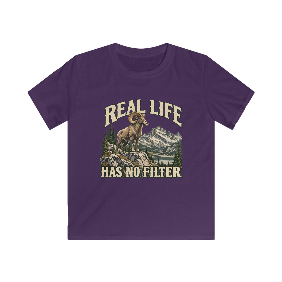 Kids Real Life Has No Filter Big Horn Sheep T-shirt