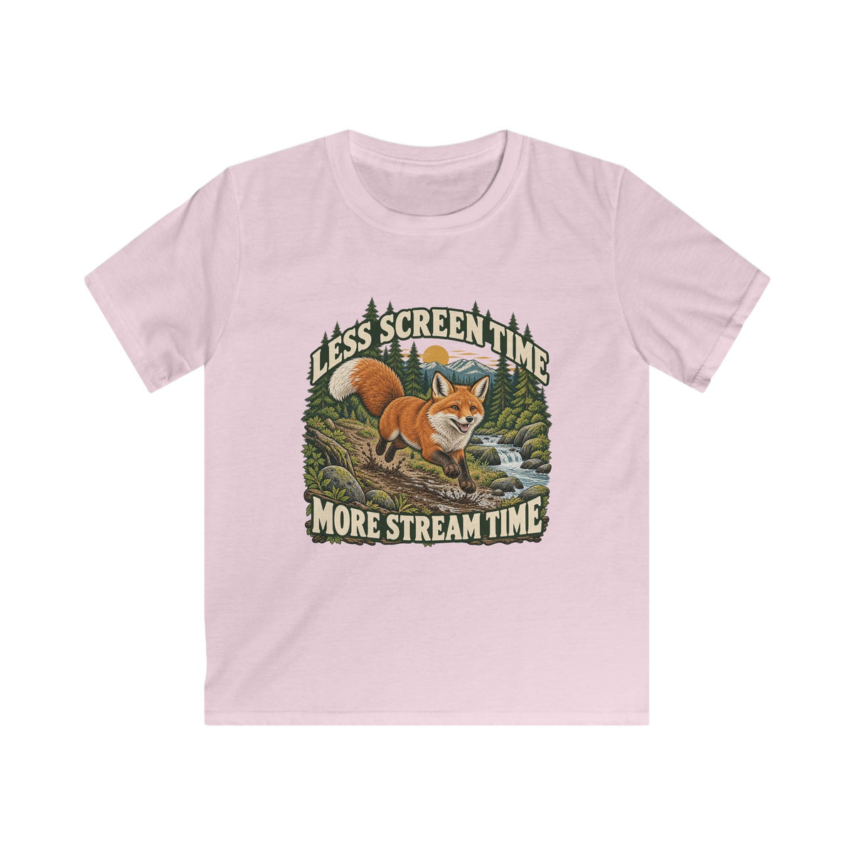 Kids Less Screen Time More Stream Time Fox T-shirt
