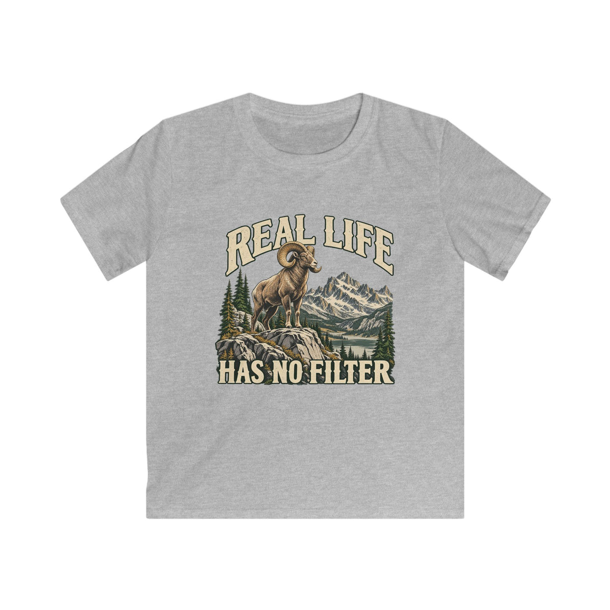 Kids Real Life Has No Filter Big Horn Sheep T-shirt