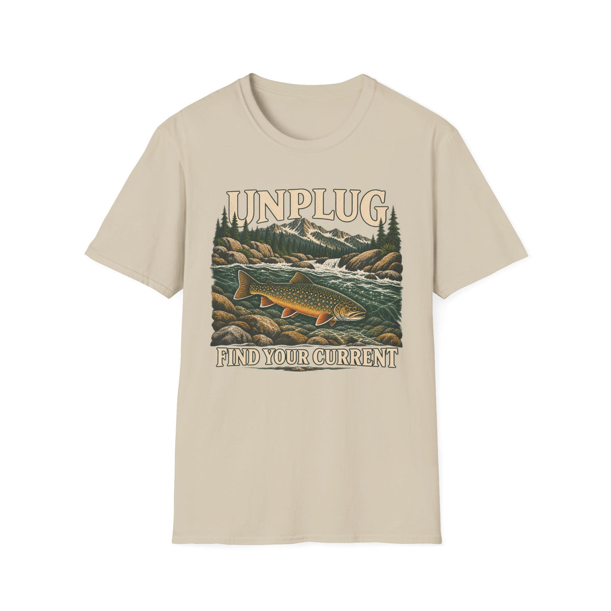 Unplug Find Your Current Trout T-shirt