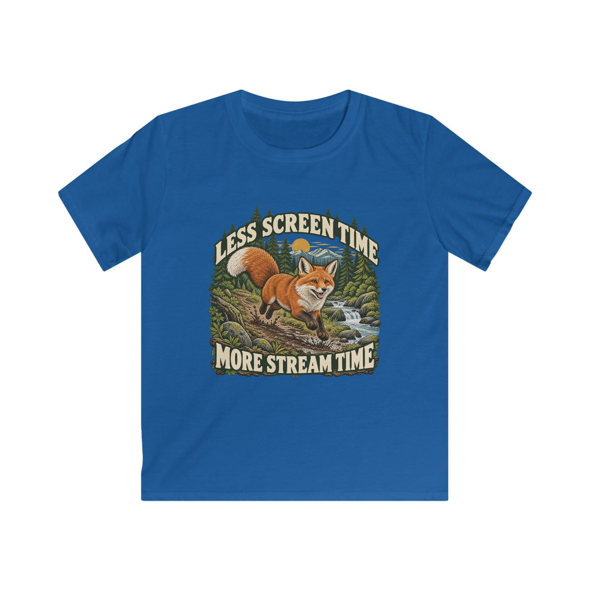 Kids Less Screen Time More Stream Time Fox T-shirt