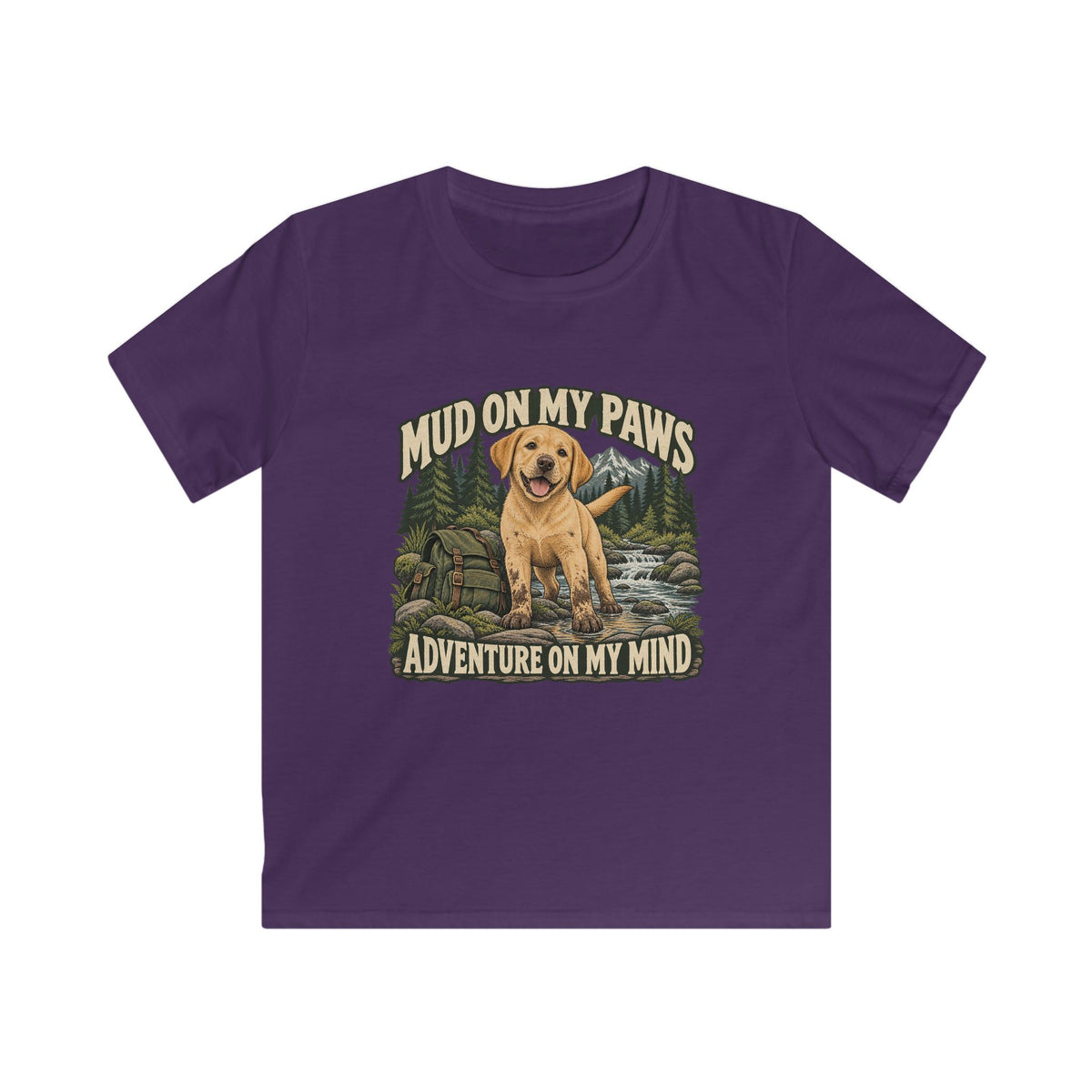 Kids Mud On My Paws Adventure On My Mind Yellow Lab T-shirt