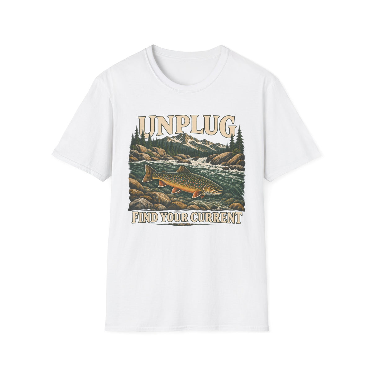 Unplug Find Your Current Trout T-shirt