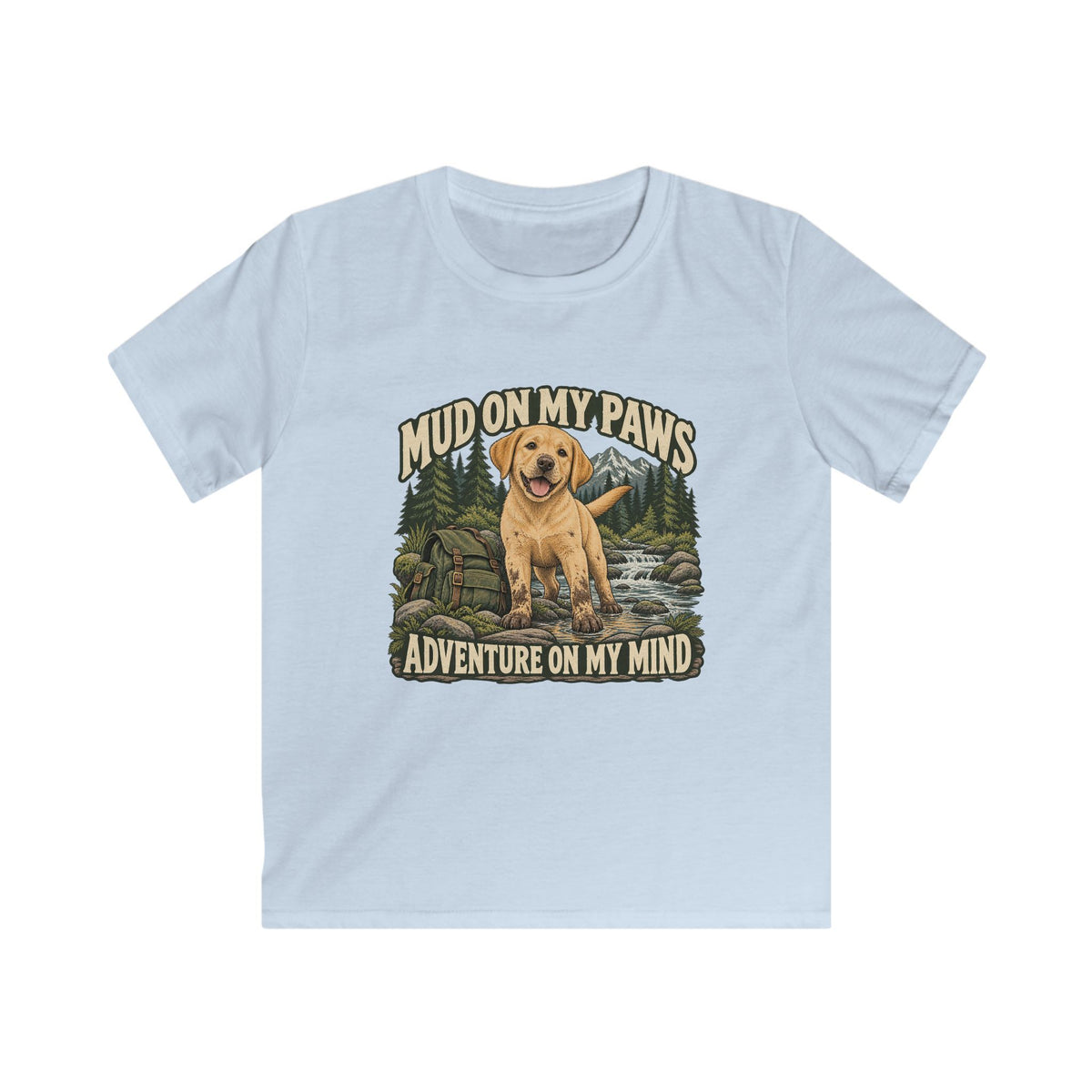 Kids Mud On My Paws Adventure On My Mind Yellow Lab T-shirt