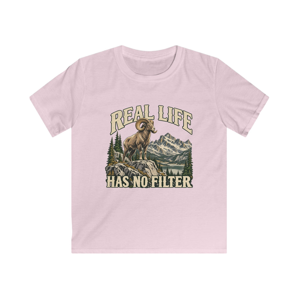 Kids Real Life Has No Filter Big Horn Sheep T-shirt