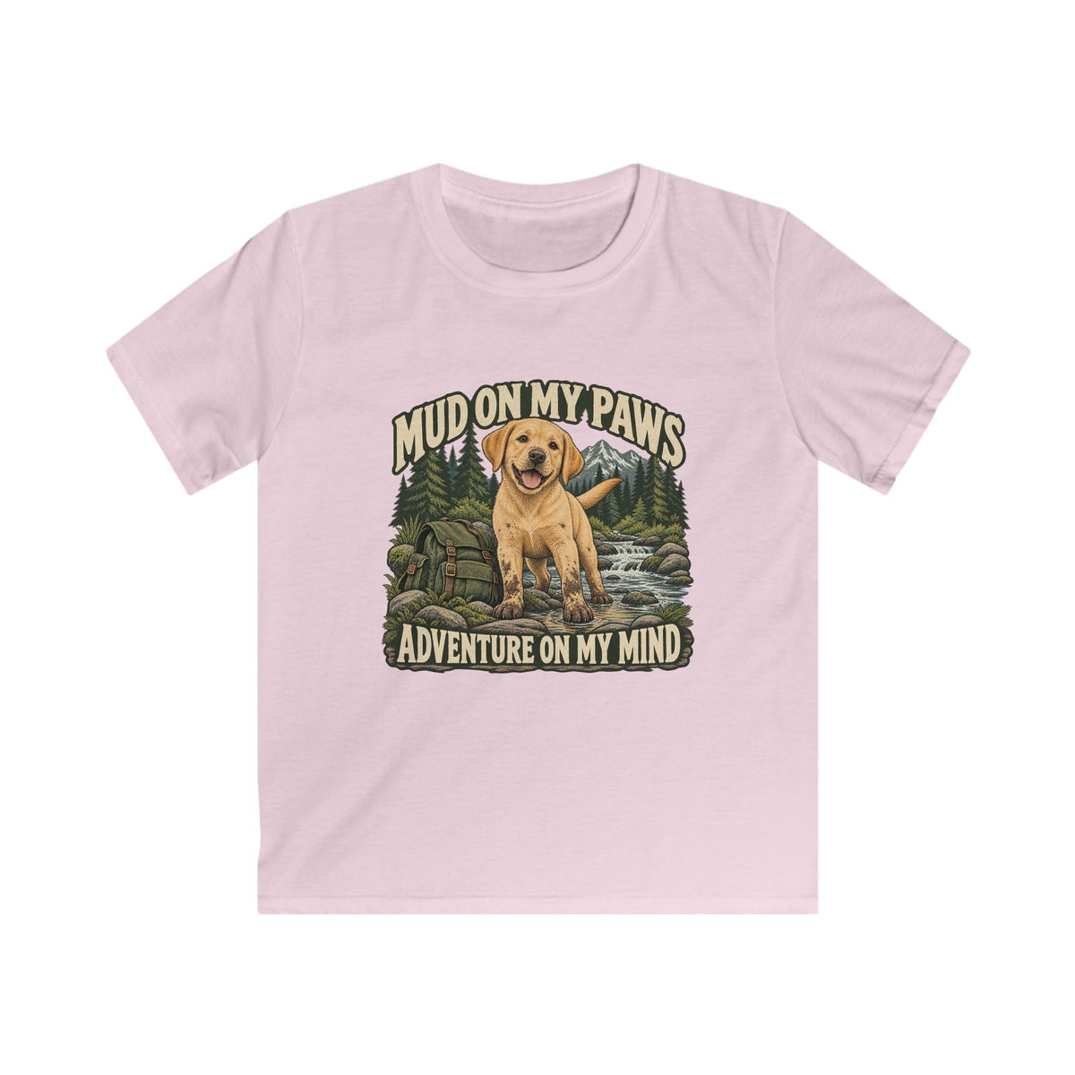 Kids Mud On My Paws Adventure On My Mind Yellow Lab T-shirt