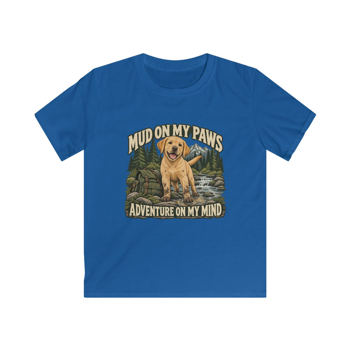 Kids Mud On My Paws Adventure On My Mind Yellow Lab T-shirt