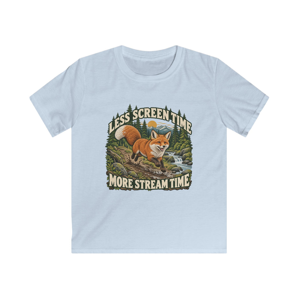Kids Less Screen Time More Stream Time Fox T-shirt