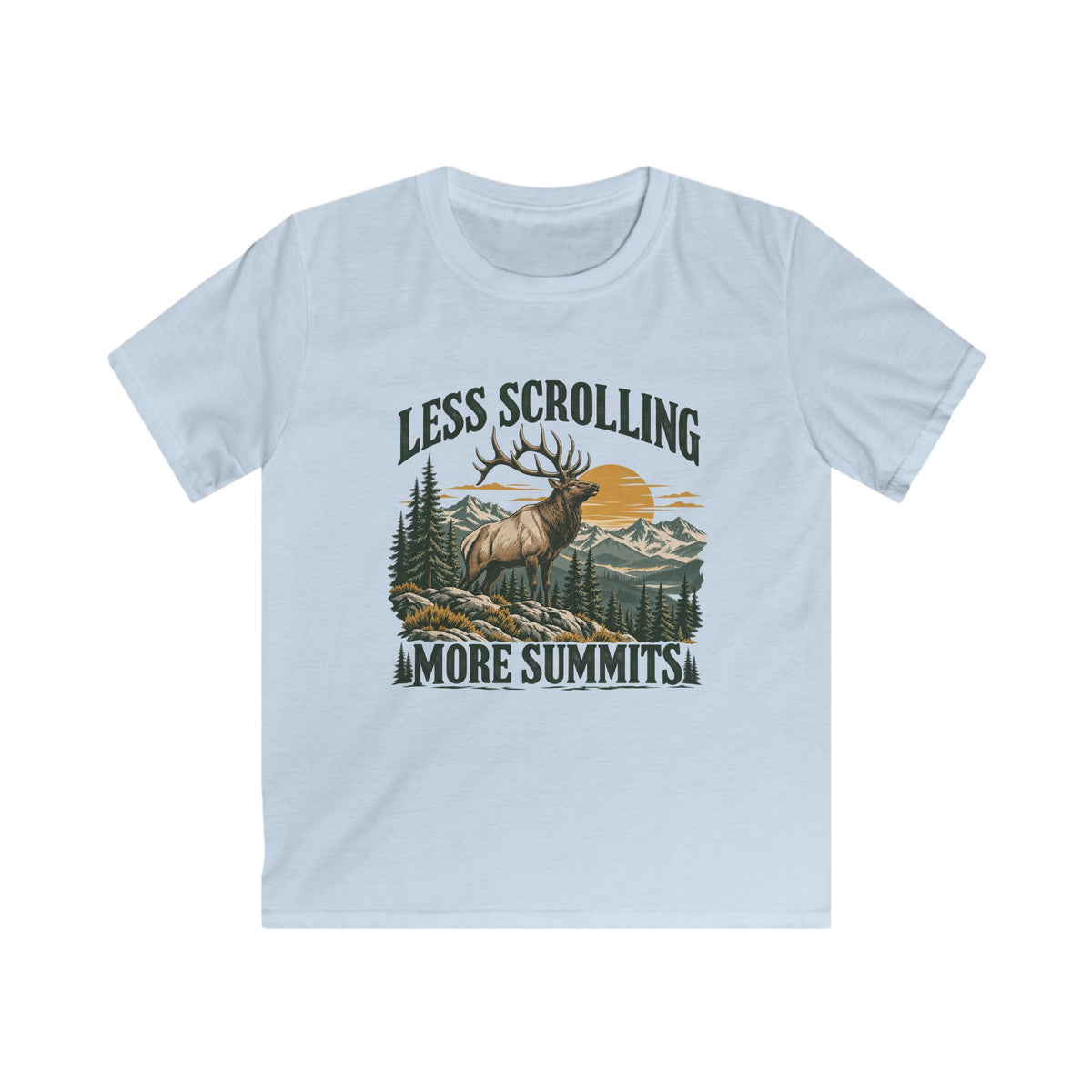Kids Less Scrolling More Summits Elk T-shirt