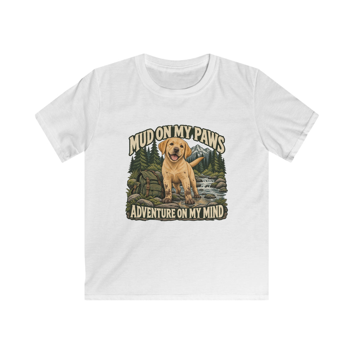 Kids Mud On My Paws Adventure On My Mind Yellow Lab T-shirt
