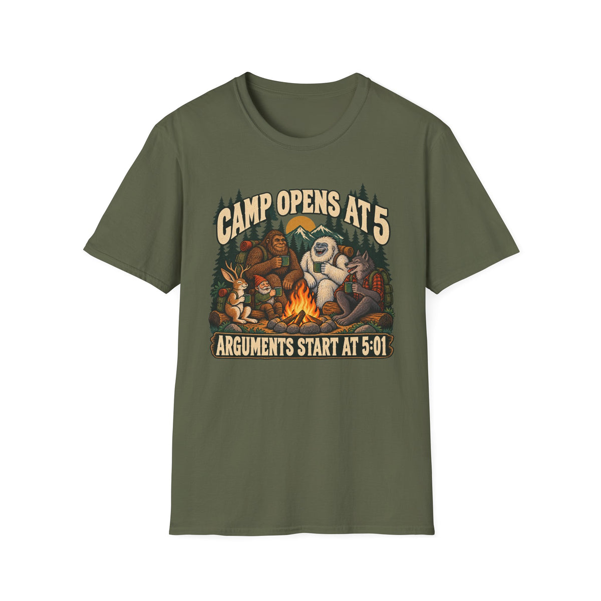 Kids Camp Cryptid Open At 5 T-shirt