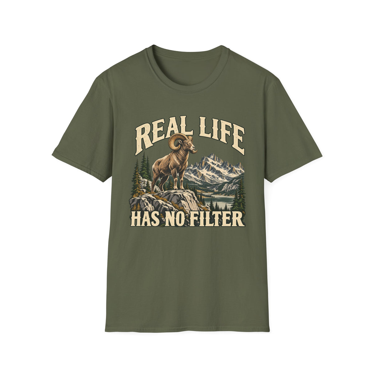 Real Life Has No Filter Big Horn Sheep T-shirt