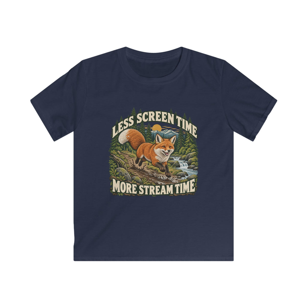 Kids Less Screen Time More Stream Time Fox T-shirt