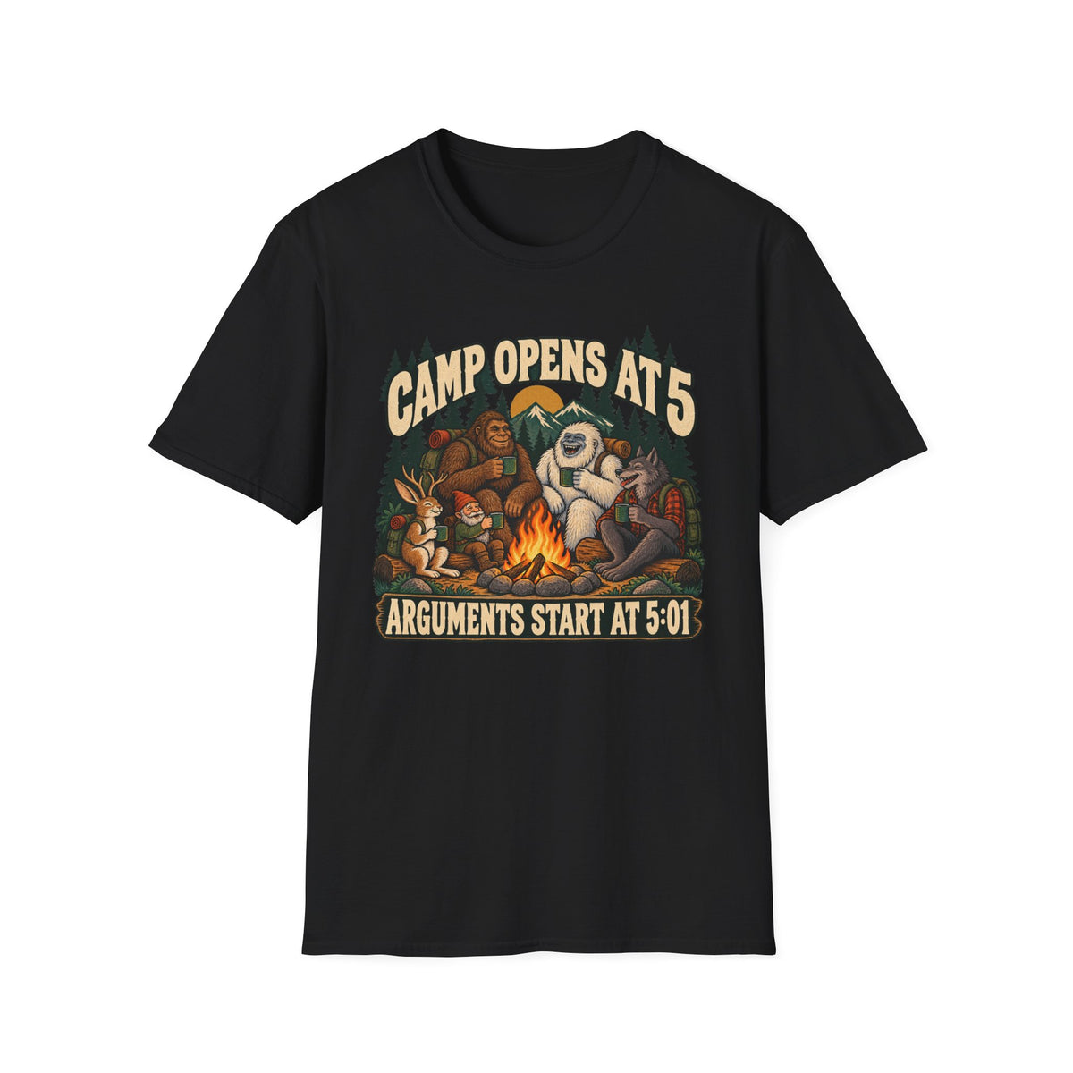 Kids Camp Cryptid Open At 5 T-shirt