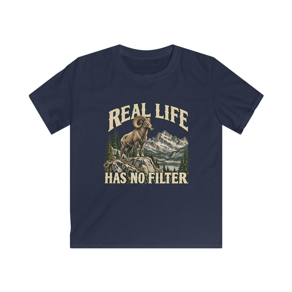 Kids Real Life Has No Filter Big Horn Sheep T-shirt